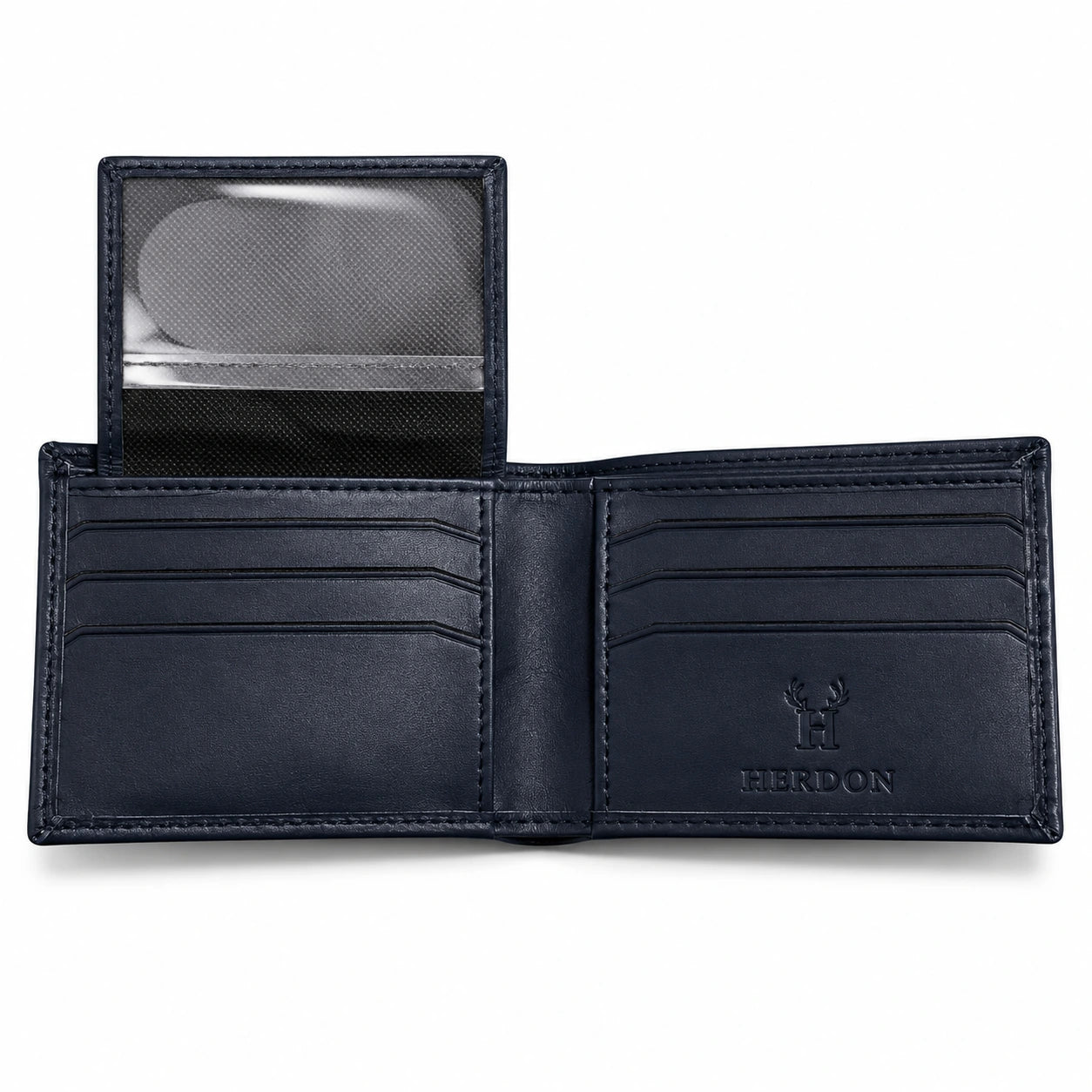 Crocodile Texture Leather Wallet – Navy Blue
