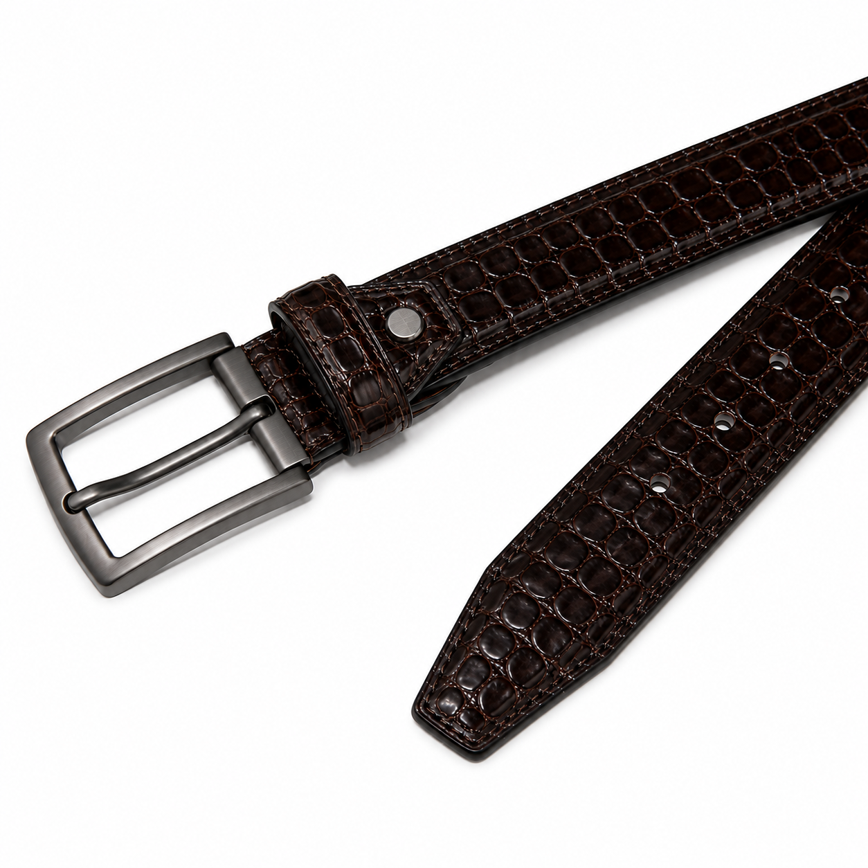 Crocodile Texture Genuine Leather Belt