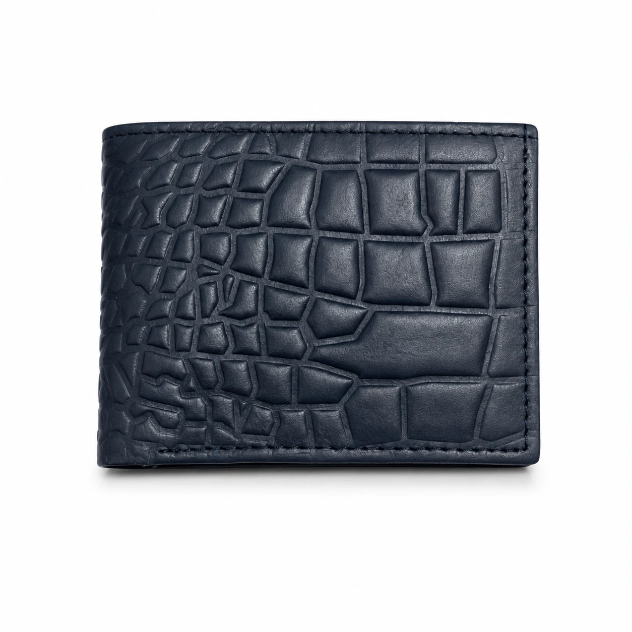 Crocodile Texture Leather Wallet – Navy Blue