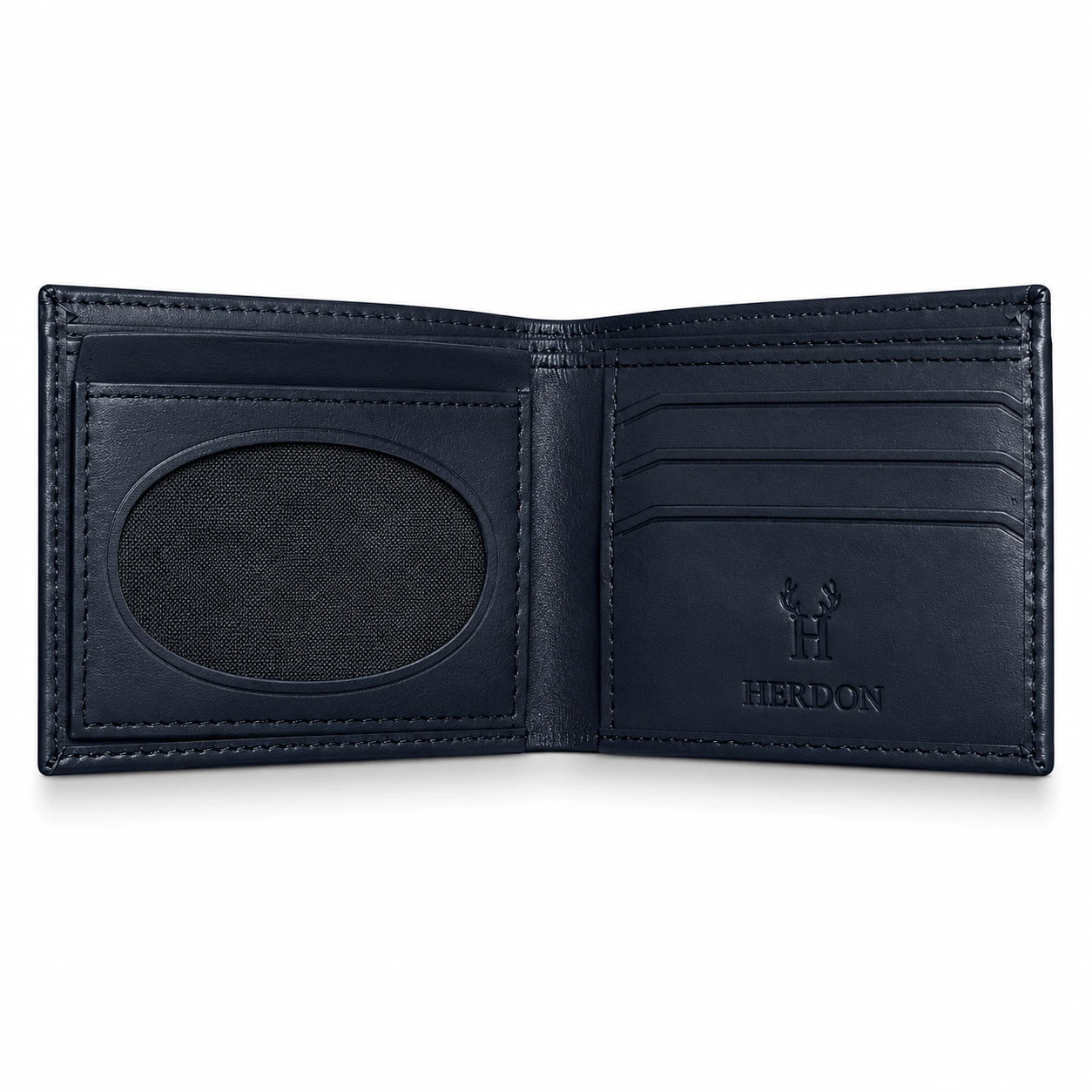 Crocodile Texture Leather Wallet – Navy Blue