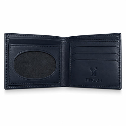 Crocodile Texture Leather Wallet – Navy Blue