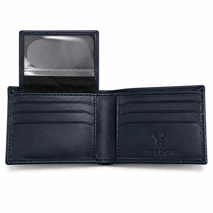 Crocodile Texture Leather Wallet – Navy Blue